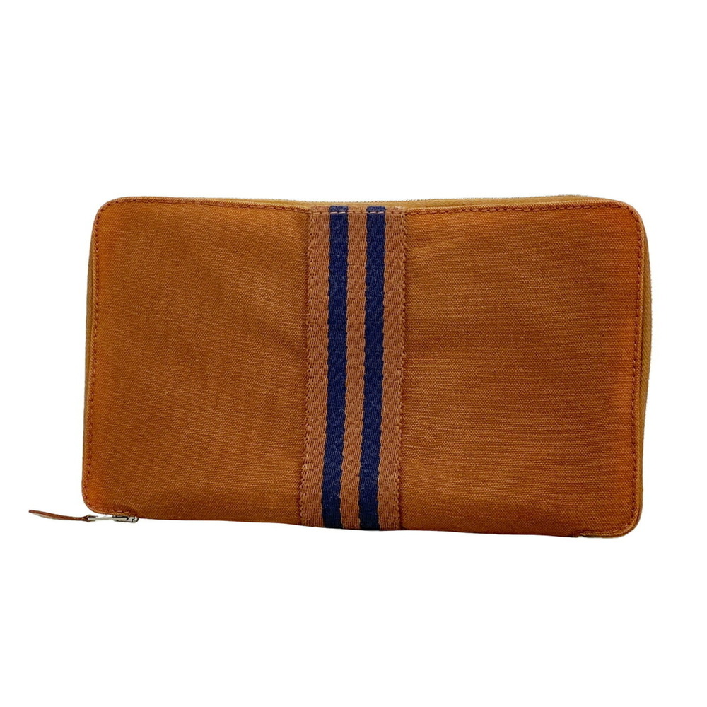 Hermes Fourre-Tout Purse GM Canvas Long Wallet, Brown, Men's & Women's